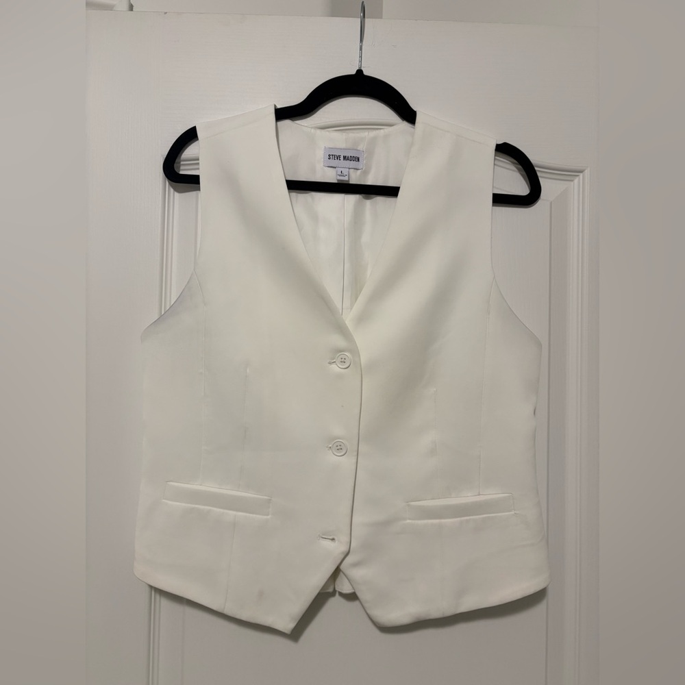 Steve Madden White Tailored Sleeveless Vest